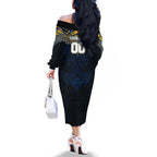 Personalized Parramatta Eels Family Matching Off The Shoulder Long Sleeve Dress and Hawaiian Shirt Polynesian Tribal Pattern Style