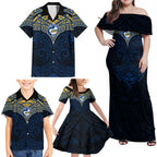 Personalized Parramatta Eels Family Matching Off Shoulder Maxi Dress and Hawaiian Shirt Polynesian Tribal Pattern Style