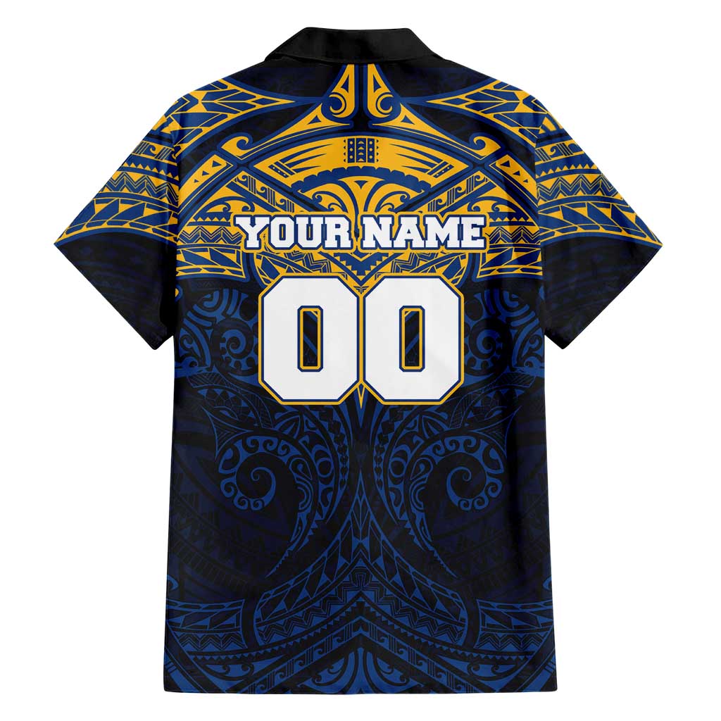 Personalized Parramatta Eels Family Matching Off Shoulder Short Dress and Hawaiian Shirt Polynesian Tribal Pattern Style