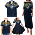 Personalized Parramatta Eels Family Matching Puletasi and Hawaiian Shirt Polynesian Tribal Pattern Style