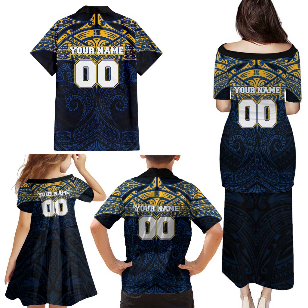 Personalized Parramatta Eels Family Matching Puletasi and Hawaiian Shirt Polynesian Tribal Pattern Style