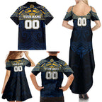 Personalized Parramatta Eels Family Matching Summer Maxi Dress and Hawaiian Shirt Polynesian Tribal Pattern Style