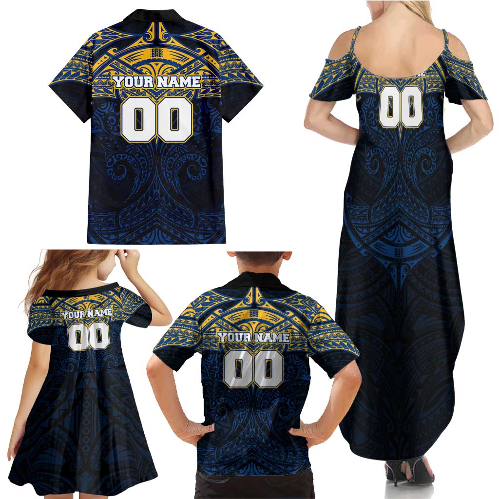 Personalized Parramatta Eels Family Matching Summer Maxi Dress and Hawaiian Shirt Polynesian Tribal Pattern Style