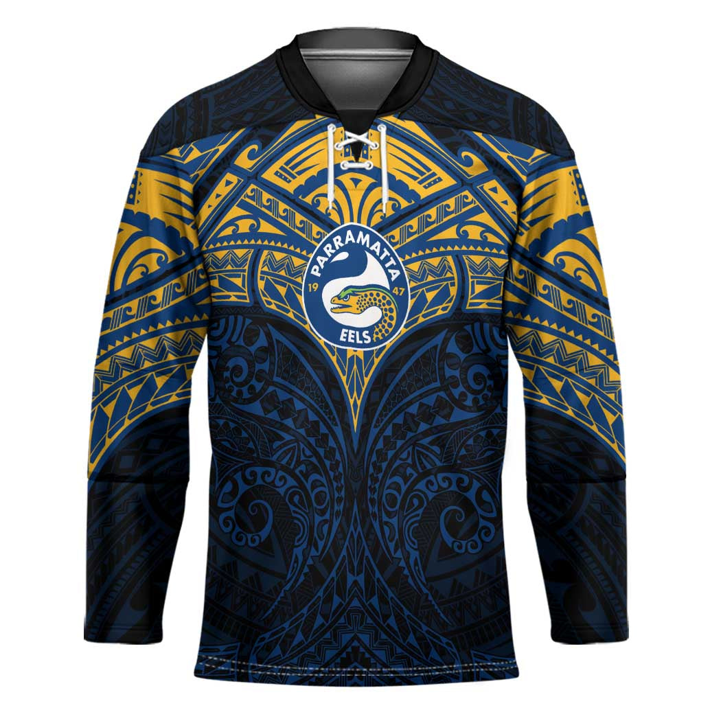 Personalized Parramatta Eels Hockey Jersey Polynesian Tribal Pattern Style