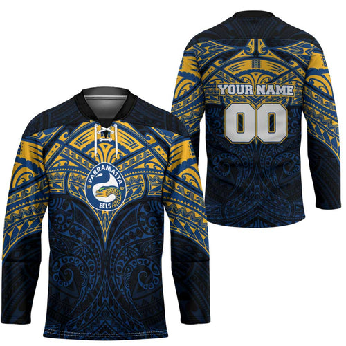 Personalized Parramatta Eels Hockey Jersey Polynesian Tribal Pattern Style