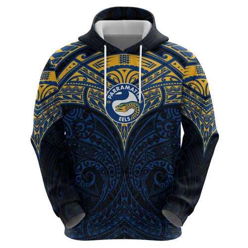 Personalized Parramatta Eels Hoodie Polynesian Tribal Pattern Style