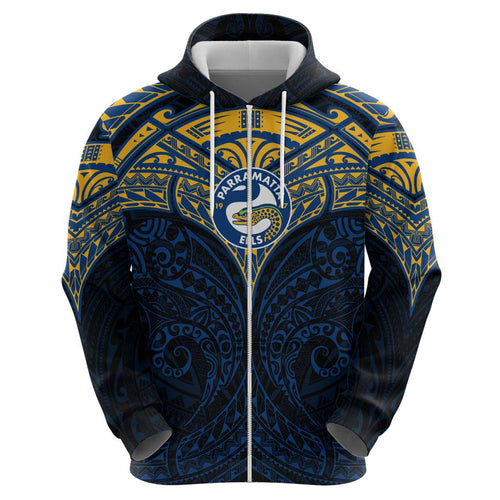Personalized Parramatta Eels Hoodie Polynesian Tribal Pattern Style