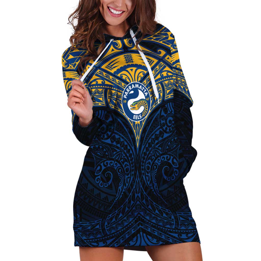 Personalized Parramatta Eels Hoodie Dress Polynesian Tribal Pattern Style