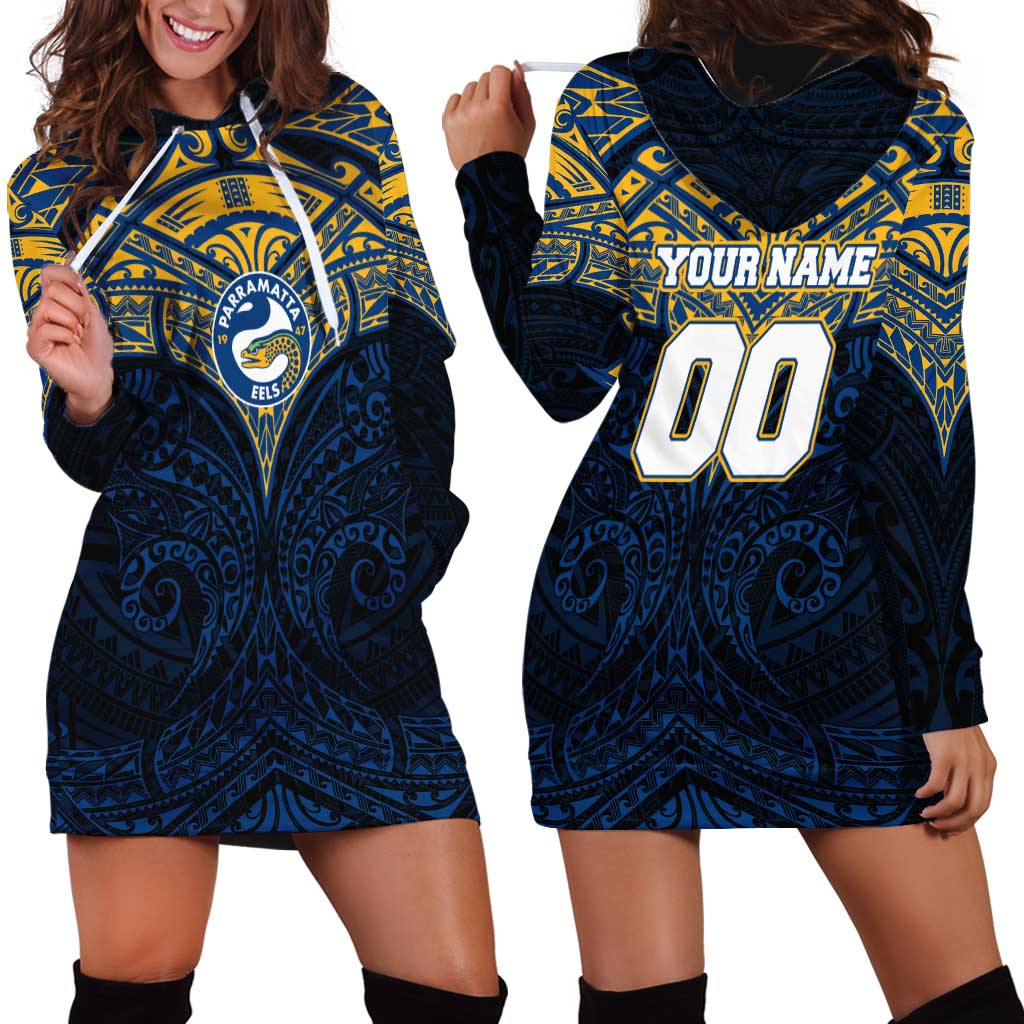 Personalized Parramatta Eels Hoodie Dress Polynesian Tribal Pattern Style