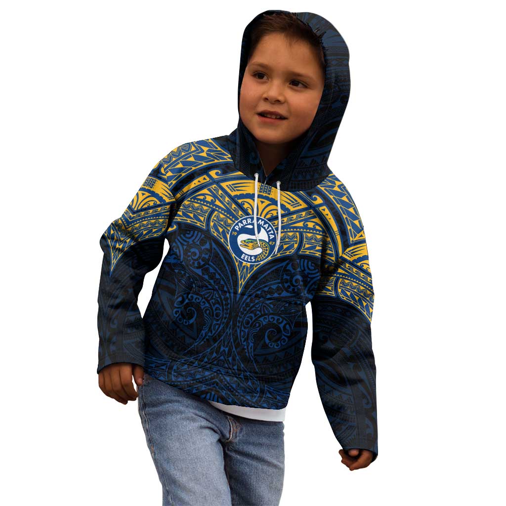 Personalized Parramatta Eels Kid Hoodie Polynesian Tribal Pattern Style