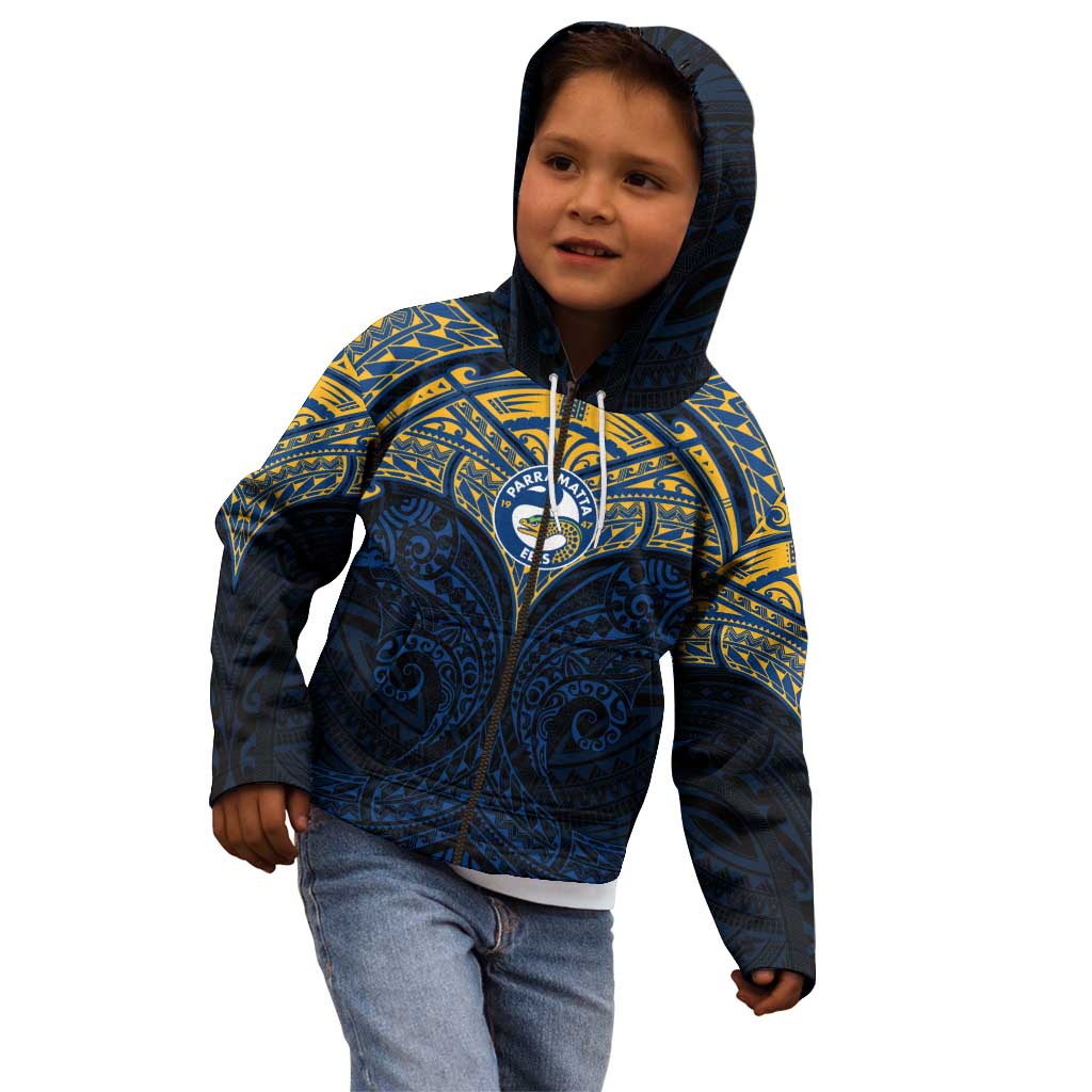 Personalized Parramatta Eels Kid Hoodie Polynesian Tribal Pattern Style