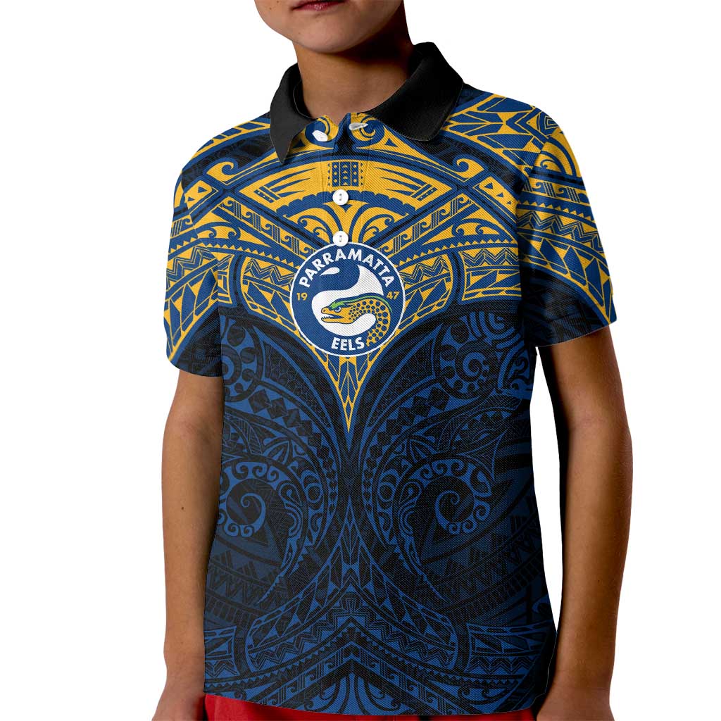 Personalized Parramatta Eels Kid Polo Shirt Polynesian Tribal Pattern Style