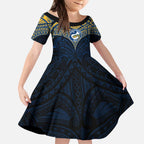 Personalized Parramatta Eels Kid Short Sleeve Dress Polynesian Tribal Pattern Style