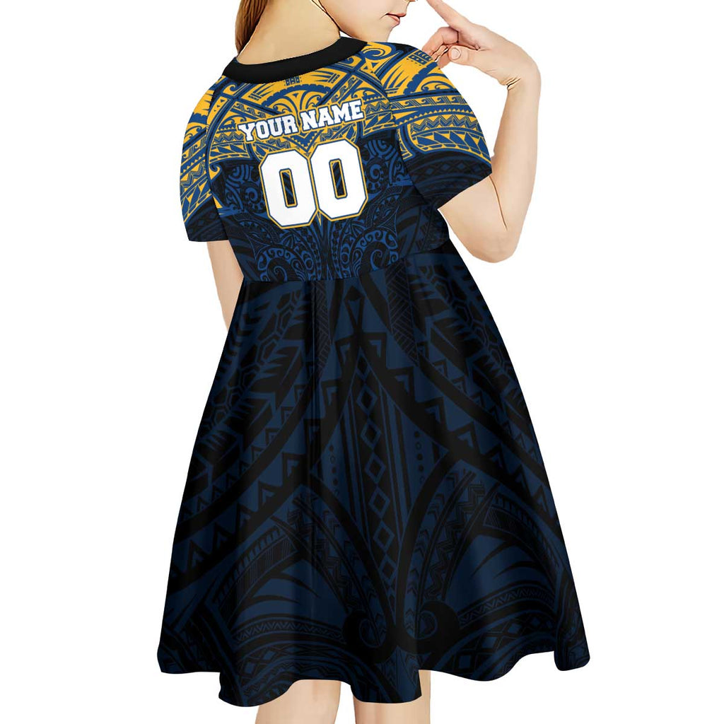 Personalized Parramatta Eels Kid Short Sleeve Dress Polynesian Tribal Pattern Style