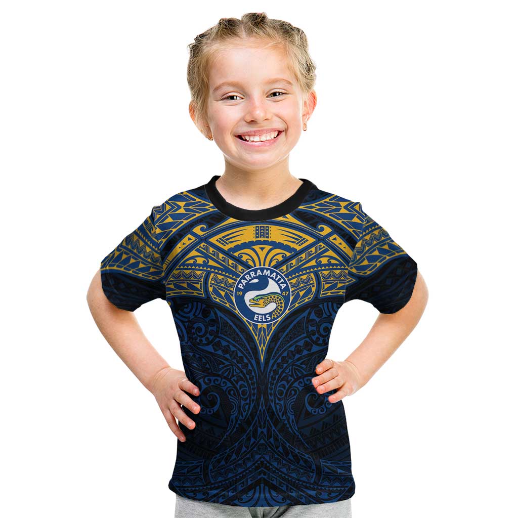 Personalized Parramatta Eels Kid T Shirt Polynesian Tribal Pattern Style