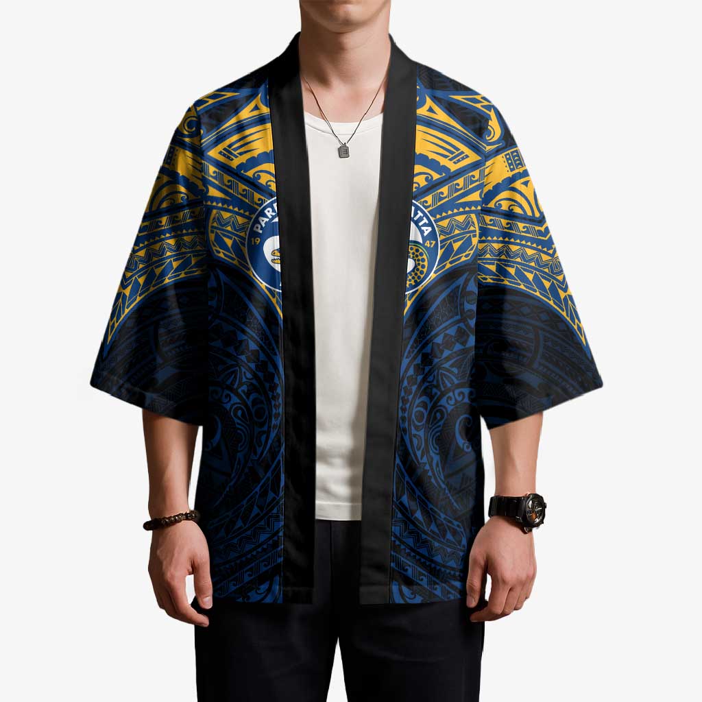 Personalized Parramatta Eels Kimono Polynesian Tribal Pattern Style