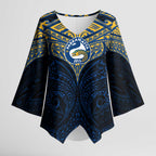 Personalized Parramatta Eels Kimono Sleeve Blouse Polynesian Tribal Pattern Style