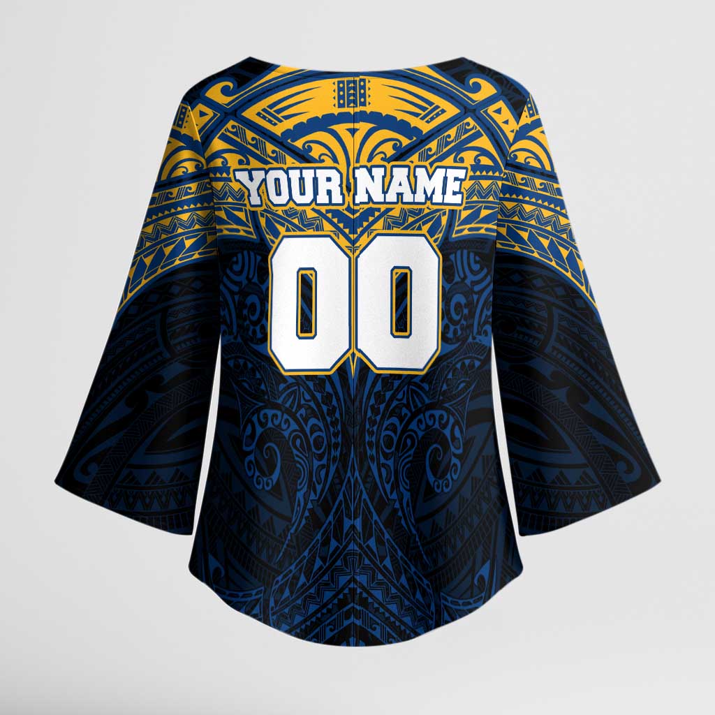 Personalized Parramatta Eels Kimono Sleeve Blouse Polynesian Tribal Pattern Style