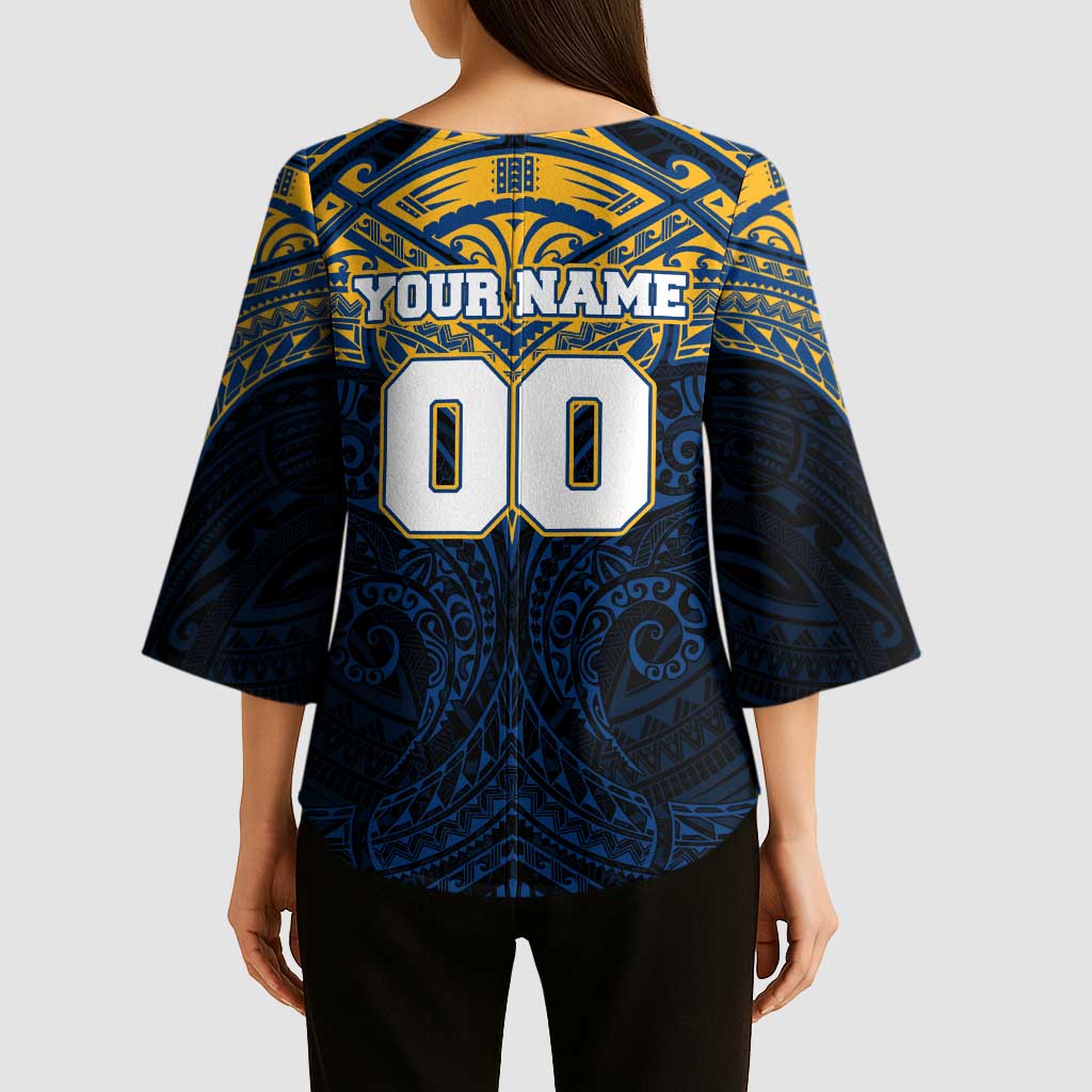 Personalized Parramatta Eels Kimono Sleeve Blouse Polynesian Tribal Pattern Style