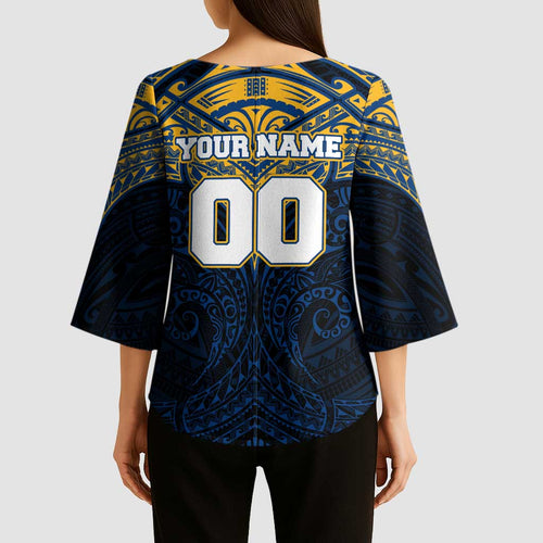 Personalized Parramatta Eels Kimono Sleeve Blouse Polynesian Tribal Pattern Style