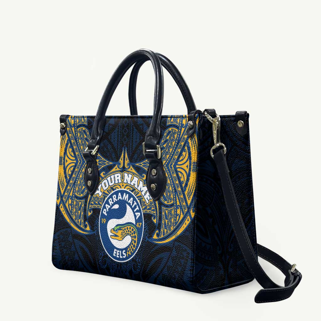 Personalized Parramatta Eels Leather Bag Polynesian Tribal Pattern Style