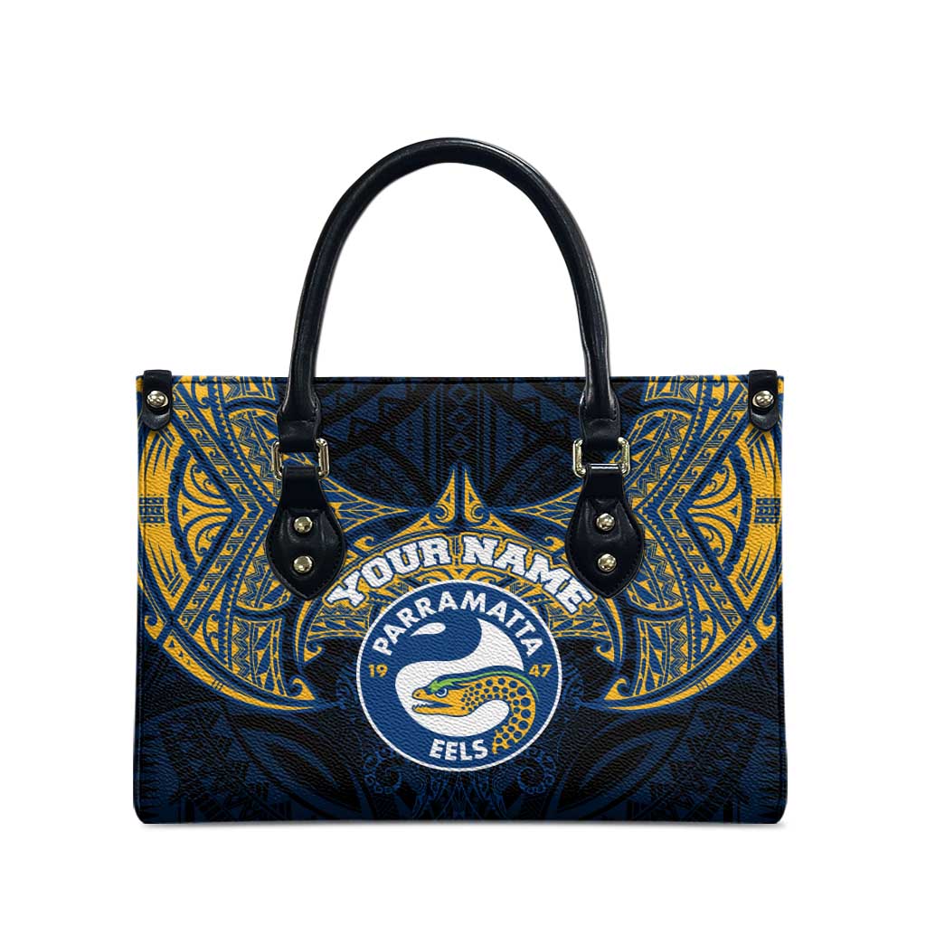 Personalized Parramatta Eels Leather Bag Polynesian Tribal Pattern Style