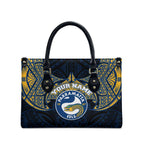 Personalized Parramatta Eels Leather Bag Polynesian Tribal Pattern Style