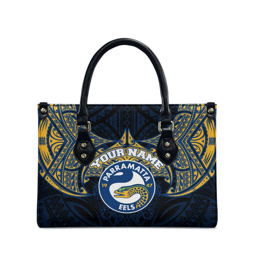 Personalized Parramatta Eels Leather Bag Polynesian Tribal Pattern Style
