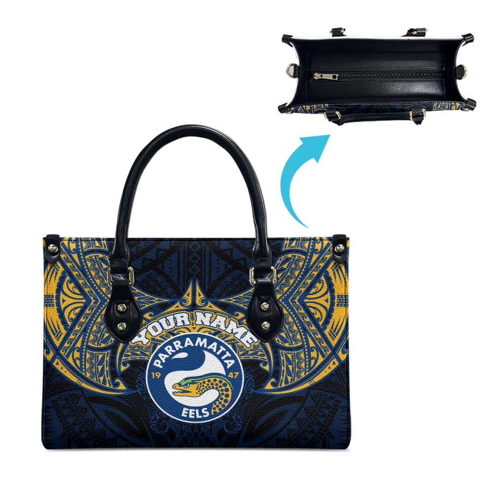 Personalized Parramatta Eels Leather Bag Polynesian Tribal Pattern Style