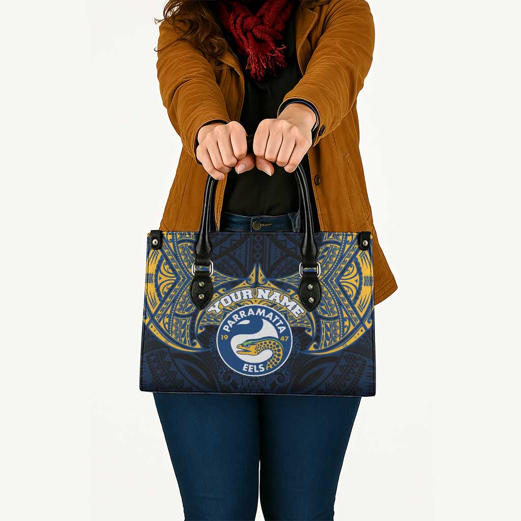 Personalized Parramatta Eels Leather Bag Polynesian Tribal Pattern Style