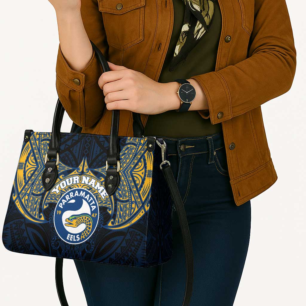 Personalized Parramatta Eels Leather Bag Polynesian Tribal Pattern Style
