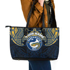 Personalized Parramatta Eels Leather Tote Bag Polynesian Tribal Pattern Style