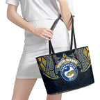 Personalized Parramatta Eels Leather Tote Bag Polynesian Tribal Pattern Style
