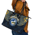 Personalized Parramatta Eels Leather Tote Bag Polynesian Tribal Pattern Style