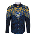 Personalized Parramatta Eels Long Sleeve Button Shirt Polynesian Tribal Pattern Style