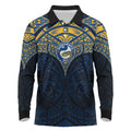 Personalized Parramatta Eels Long Sleeve Polo Shirt Polynesian Tribal Pattern Style
