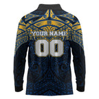 Personalized Parramatta Eels Long Sleeve Polo Shirt Polynesian Tribal Pattern Style