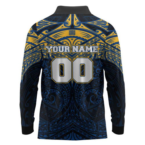 Personalized Parramatta Eels Long Sleeve Polo Shirt Polynesian Tribal Pattern Style