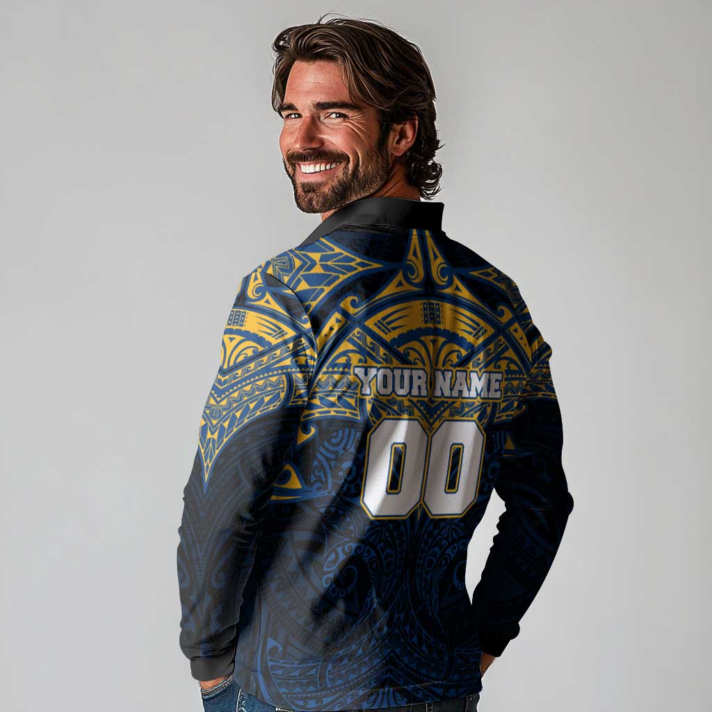 Personalized Parramatta Eels Long Sleeve Polo Shirt Polynesian Tribal Pattern Style