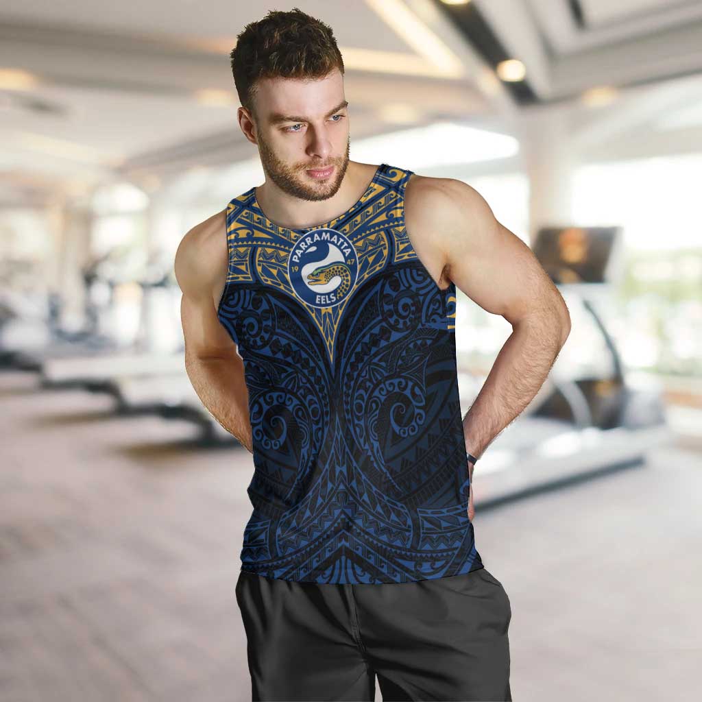 Personalized Parramatta Eels Men Tank Top Polynesian Tribal Pattern Style