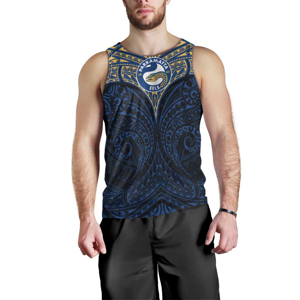 Personalized Parramatta Eels Men Tank Top Polynesian Tribal Pattern Style