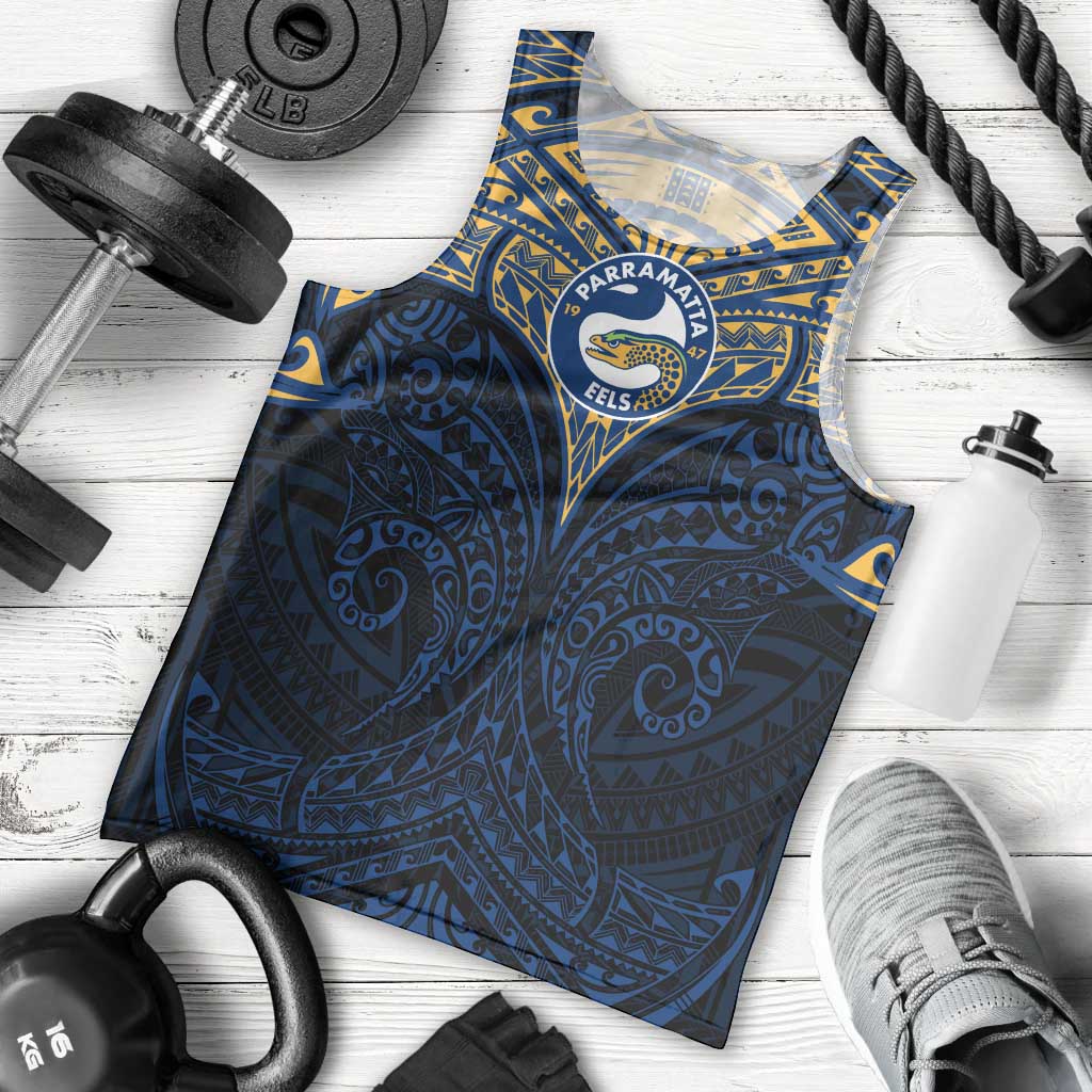 Personalized Parramatta Eels Men Tank Top Polynesian Tribal Pattern Style