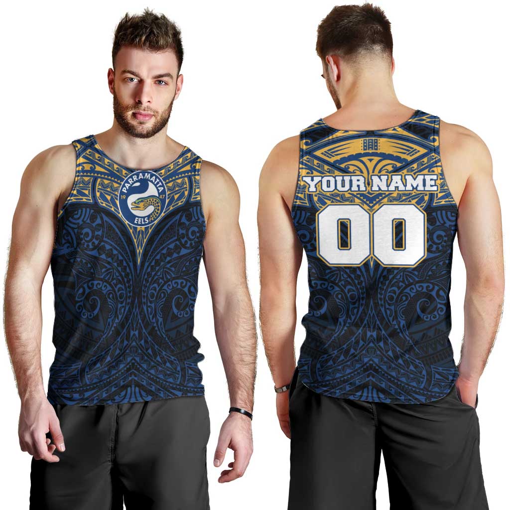 Personalized Parramatta Eels Men Tank Top Polynesian Tribal Pattern Style