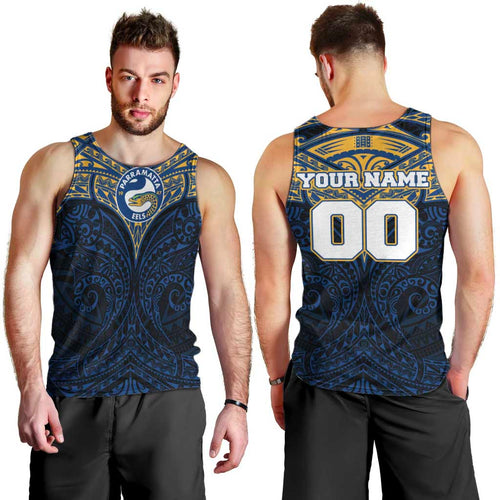 Personalized Parramatta Eels Men Tank Top Polynesian Tribal Pattern Style