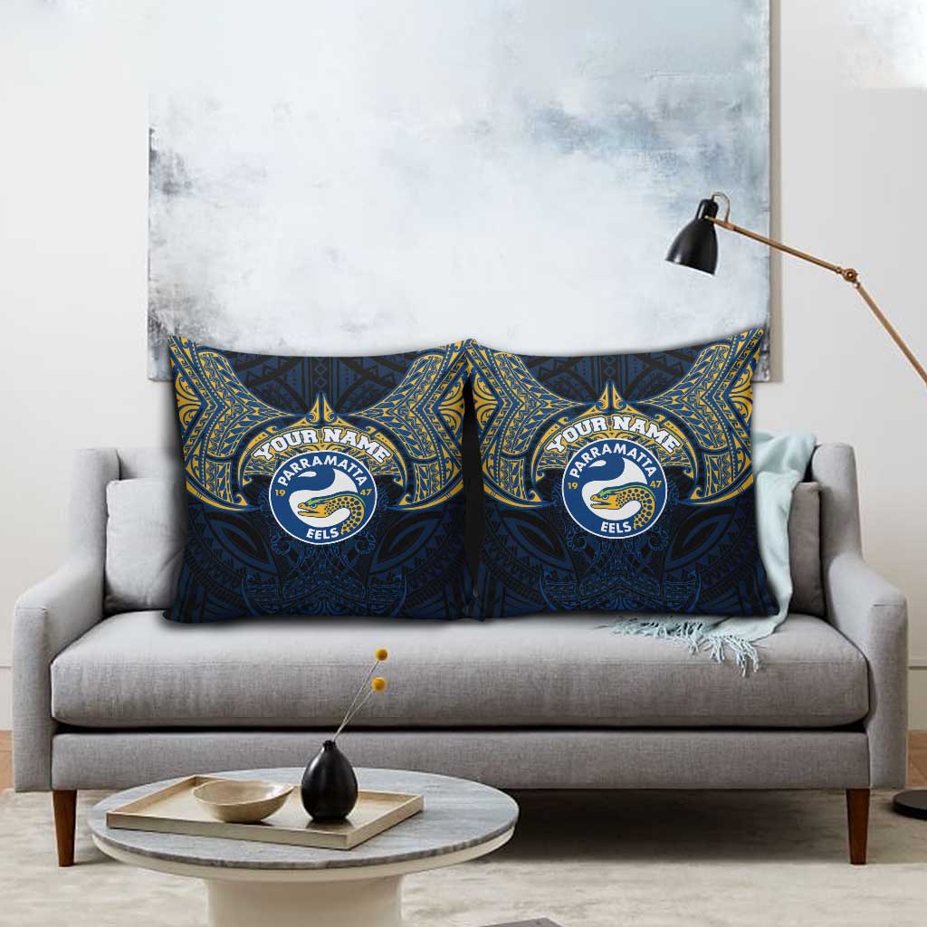 Personalized Parramatta Eels Pillow Cover Polynesian Tribal Pattern Style