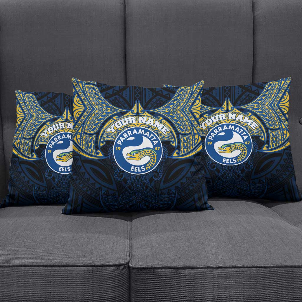 Personalized Parramatta Eels Pillow Cover Polynesian Tribal Pattern Style