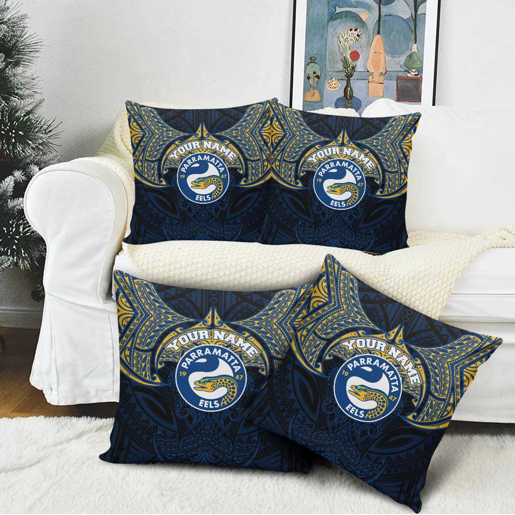 Personalized Parramatta Eels Pillow Cover Polynesian Tribal Pattern Style