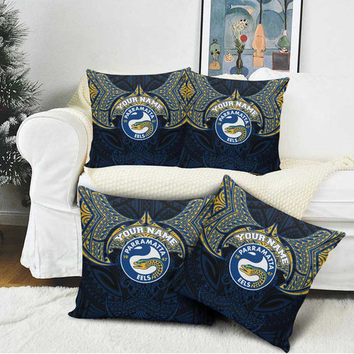 Personalized Parramatta Eels Pillow Cover Polynesian Tribal Pattern Style