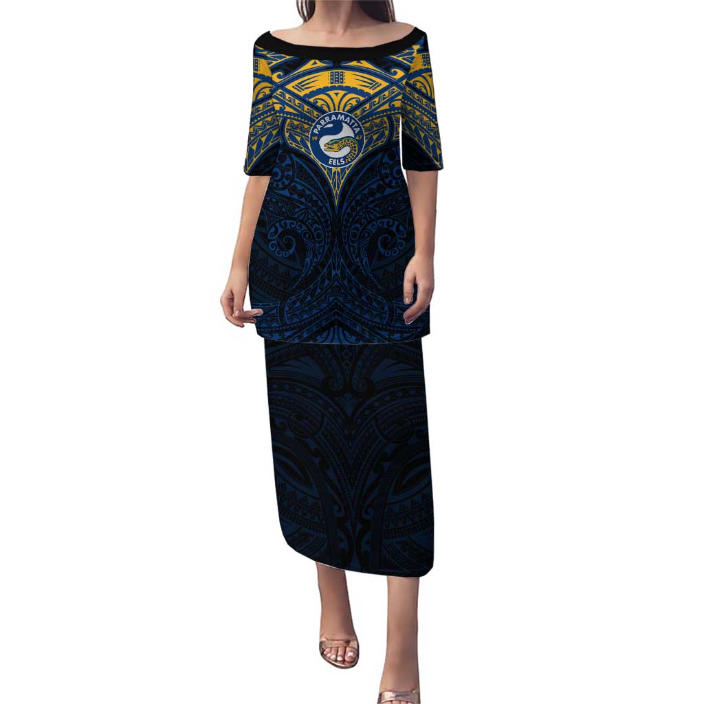 Personalized Parramatta Eels Puletasi Polynesian Tribal Pattern Style