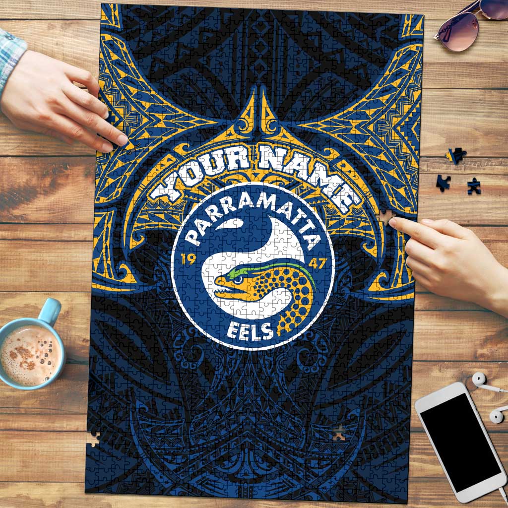 Personalized Parramatta Eels Puzzle Polynesian Tribal Pattern Style